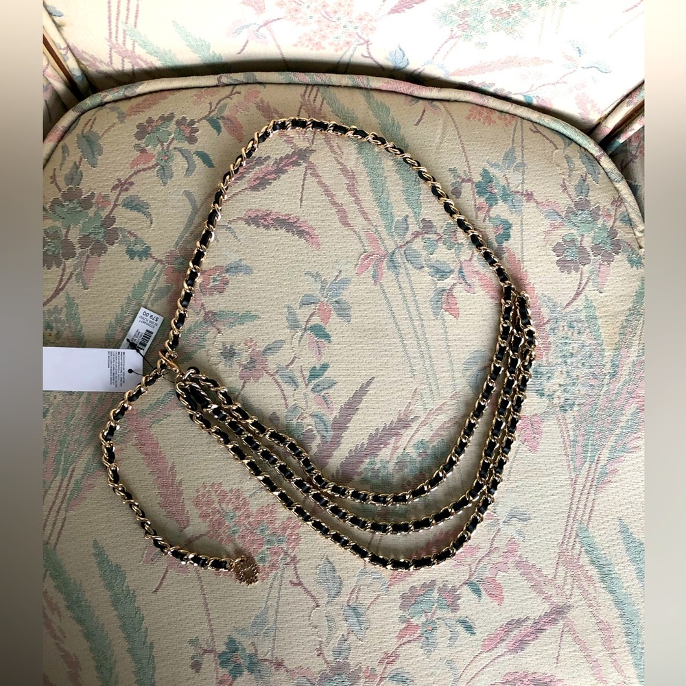 NWT White House Black Market Leather intertwined Chain Belt
